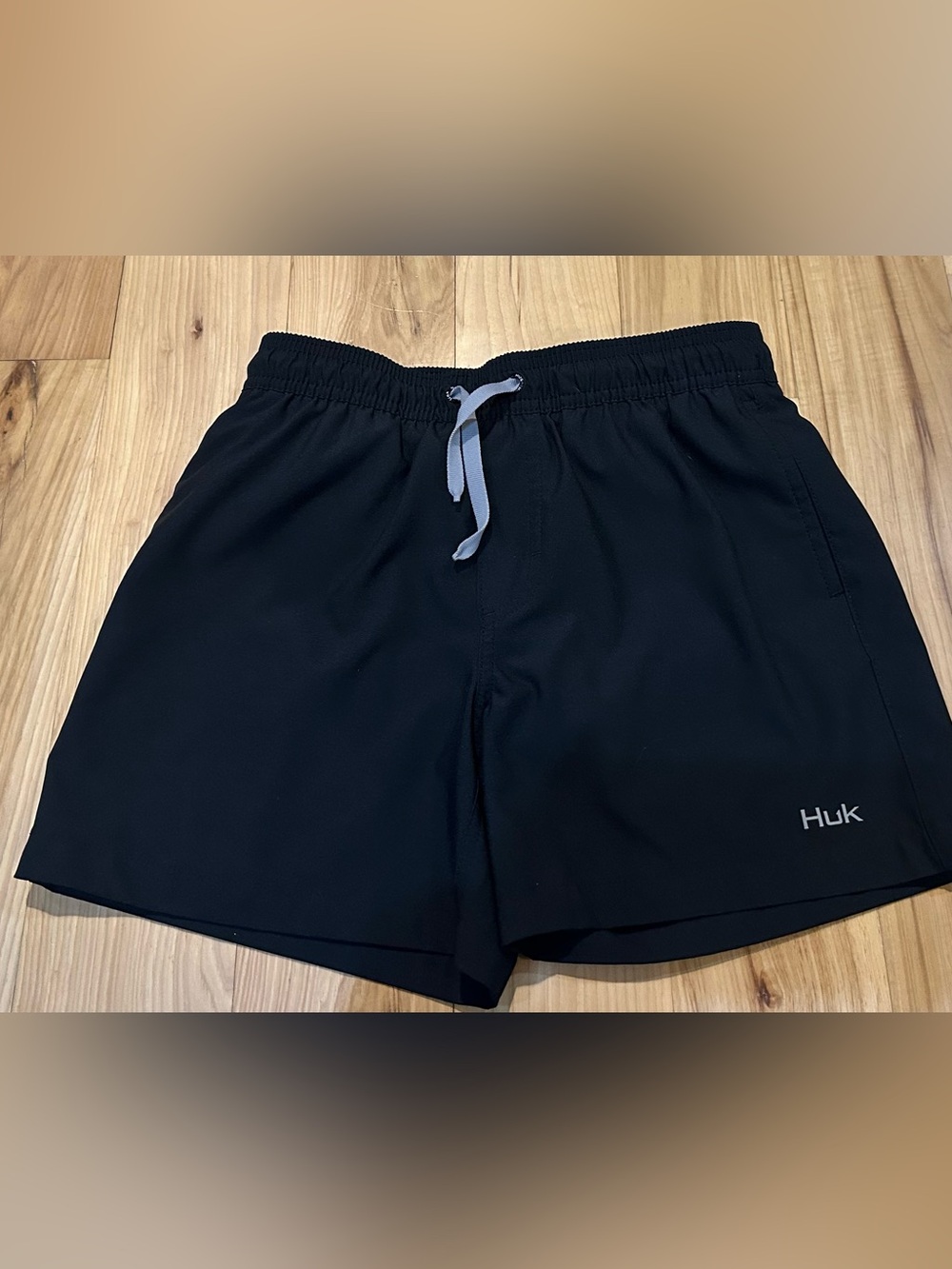 Huk Black Mesh Lined Shorts with Gray Inner Fabric